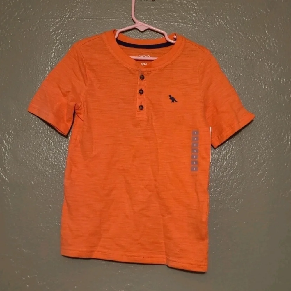 Carters Orange Kids Henley Boys Shirt NWT Size 5